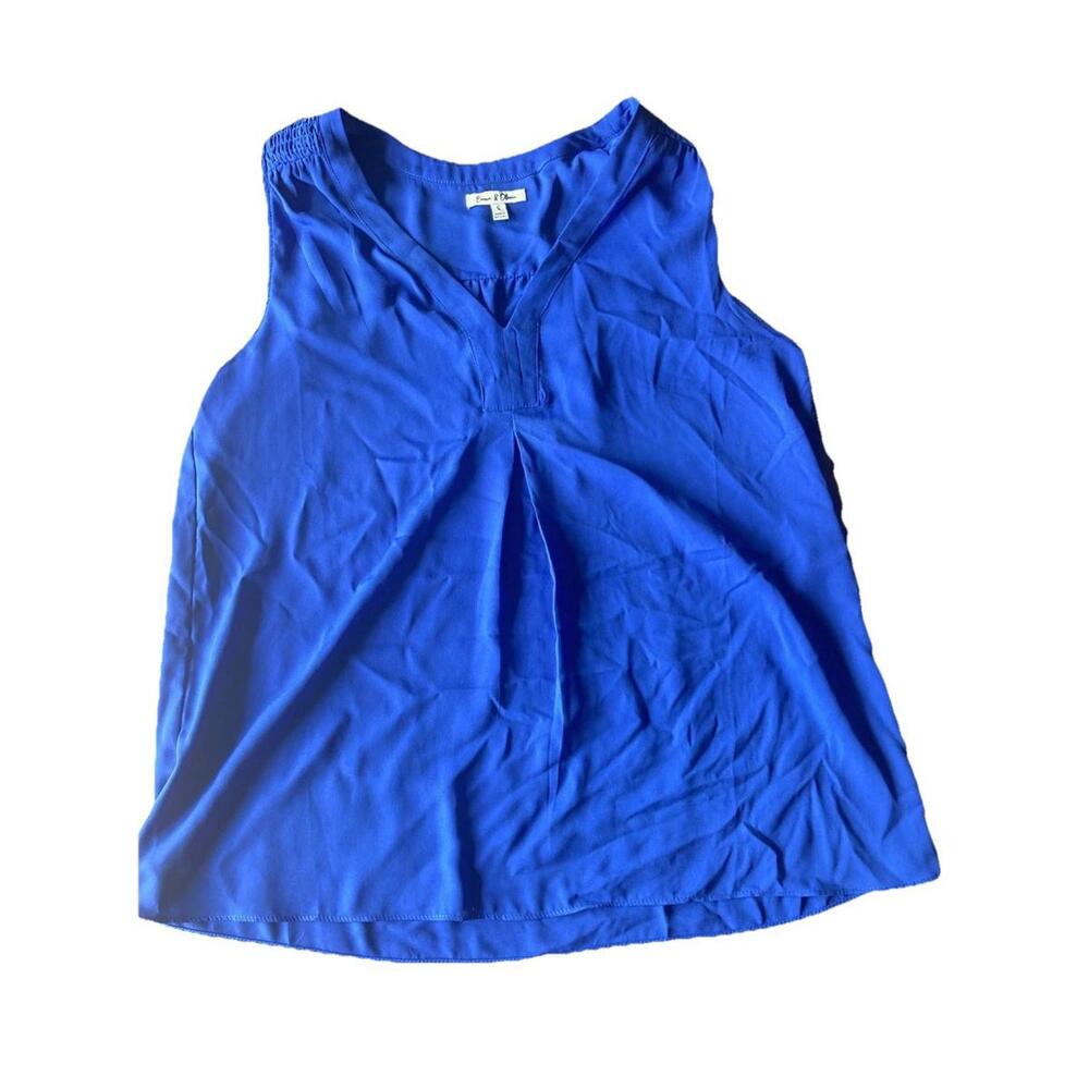 Emma And Olivia V Neck Blue Blouse